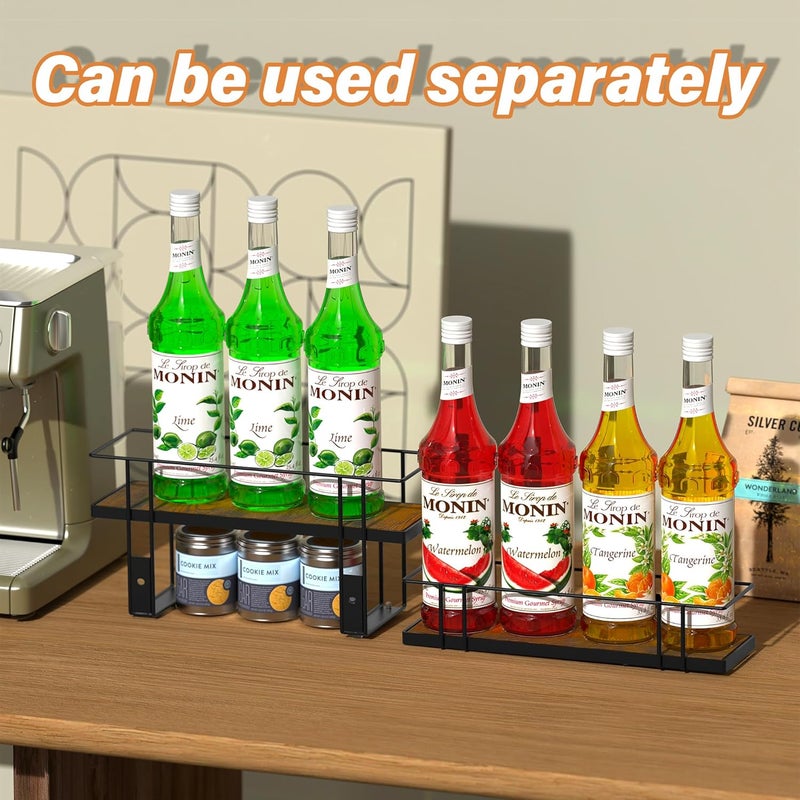 Alyoen Coffee Syrup Rack Organizer, 8 Bottles Syrup Holder Stand for Coffee Bar, Small Coffee Bar Organizer Shelf, Coffee Station Organizer for Countertop Wine, Liquor - Image 2